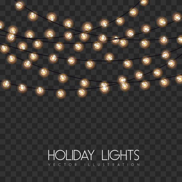 矢量garlang金色或黄色灯在透明的背景。节日的灯光矢量插图图片下载