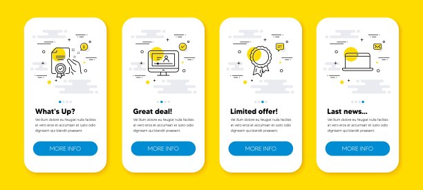 矢量集证书，在线视频和成功线图标集。向量图片下载