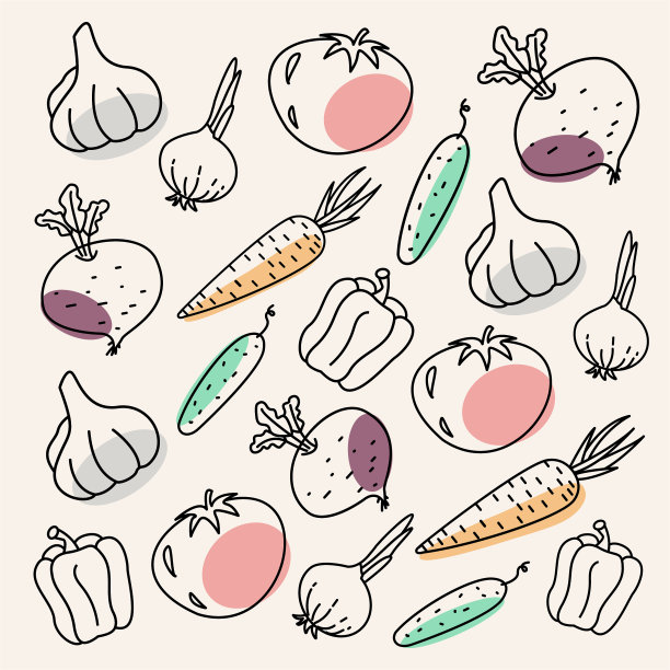 的蔬菜。向量集合。健康的素食。模式图片下载