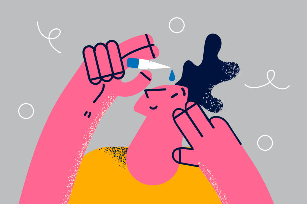 男子使用医疗滴剂滋润干燥的眼睛图片下载