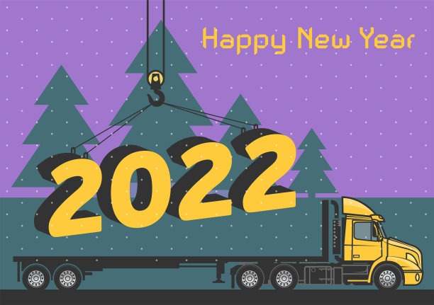 有卡车和拖车的圣诞卡图片下载