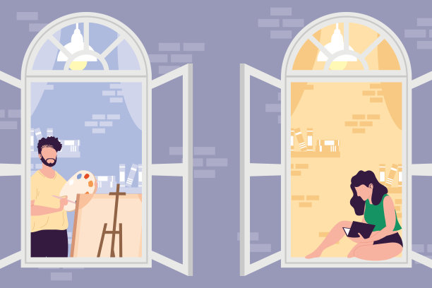 窗户建筑中的夫妇图片下载