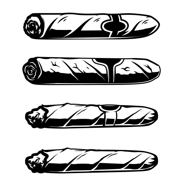 单色风格的古巴雪茄插图。会徽、标牌、海报、t恤的设计元素。矢量图图片下载