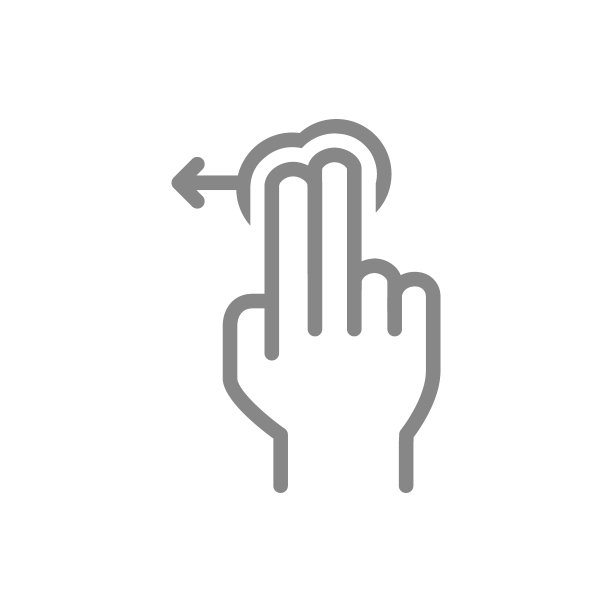 用两根手指轻击左侧线图标。触摸屏手势符号图片下载