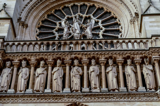巴黎圣母院教堂大教堂，照片图像美丽的巴黎城市全景图片下载
