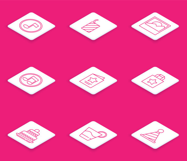 Set line音乐音符音调烟花火箭照片图片下载