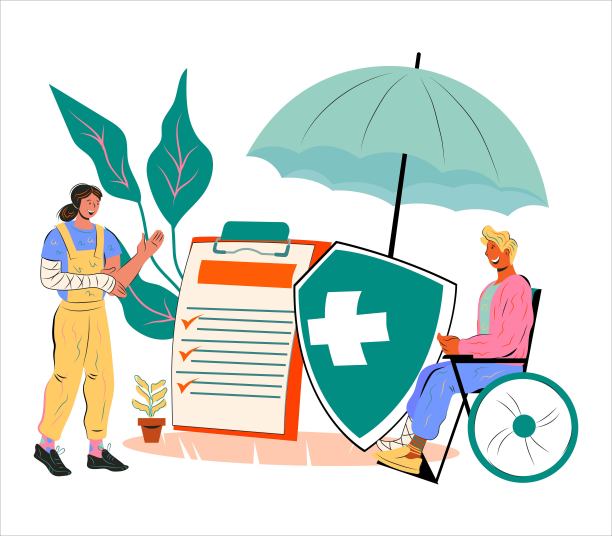 医疗保险和创伤治疗，平面矢量插图隔离。图片下载