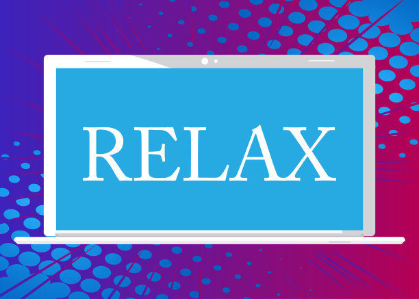 笔记本电脑屏幕上写着放松。图片下载