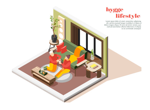 1912. i301.021.s.m004.c13。Hygge生活方式等距组成图片下载