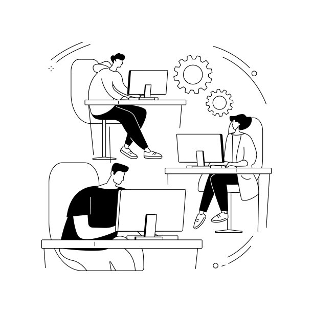 计算机实验室抽象概念矢量插图。图片下载