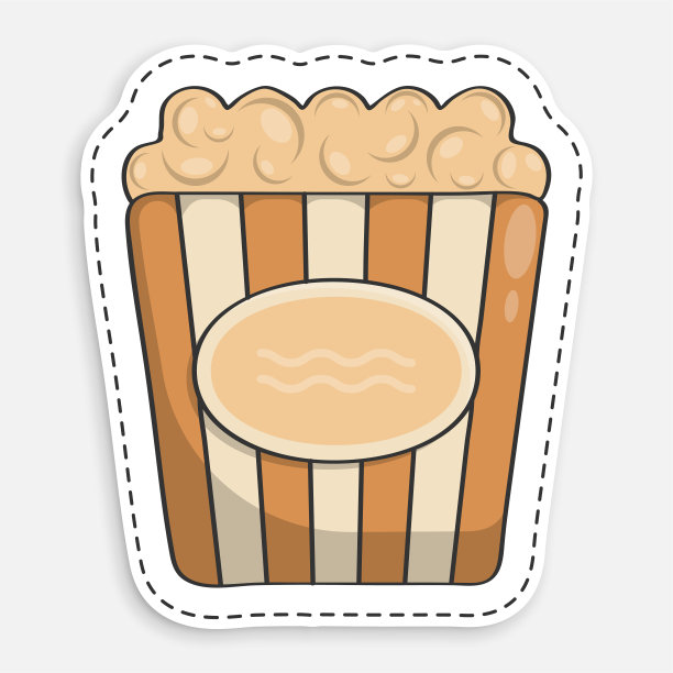 一包爆米花，一桶飘逸的甜点。休闲在电影院。矢量隔离在白色背景图片下载