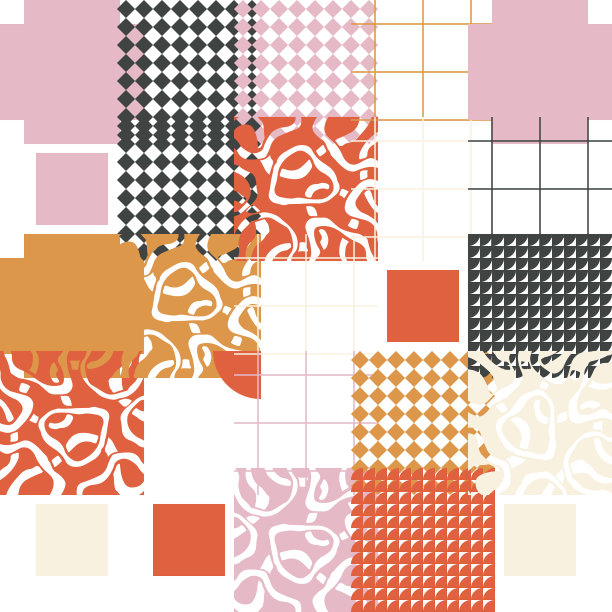 数字图形艺术拼贴与生成的计算机艺术作为矢量图案设计图片下载