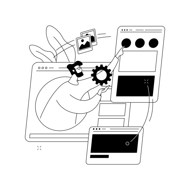 网站模板抽象概念矢量插图。图片下载