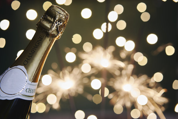 用香槟和烟火庆祝图片下载
