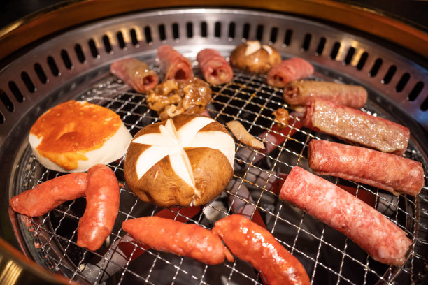 日本，韩国，烧烤-餐，烧烤烧烤，牛肉股票照片图片下载