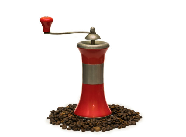 老式的咖啡研磨机与咖啡豆分离图片下载