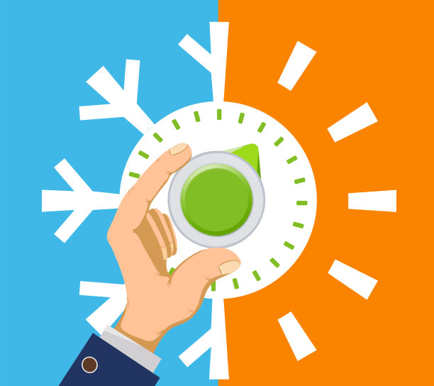 人手转动恒温调节器。图片下载