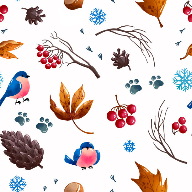 无缝的野生动物图案设计元素在卡通风格。图片下载