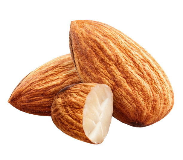 白色背景上分离的杏仁图片下载