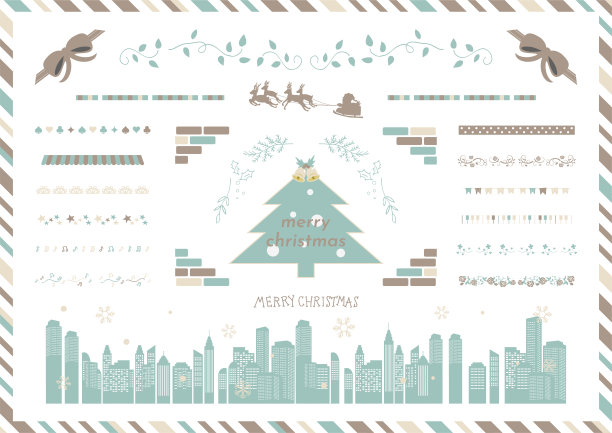 设置圣诞图标的插图图片下载