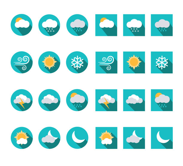 天气预报和气象矢量图标集图片下载
