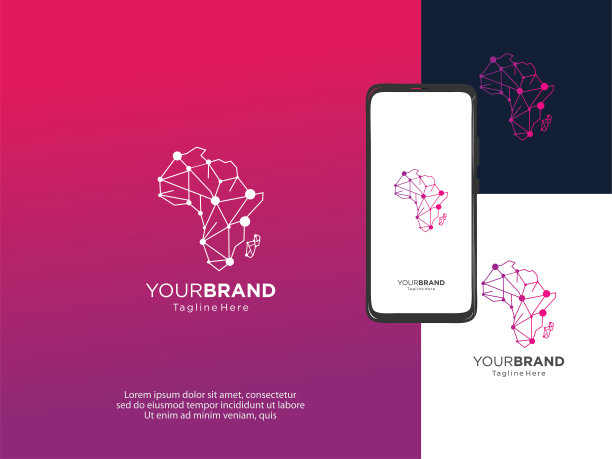 抽象的非洲技术矢量设计插图。非洲技术数字网络模板现代移动应用图片下载