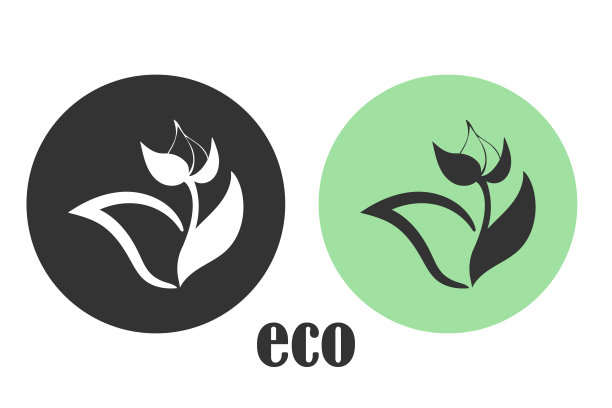 郁金香花图标，圆圈背景。生态学的概念。蓝灰白色调色板。向量图片下载