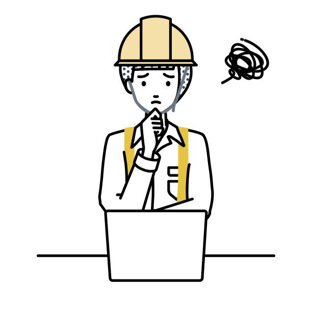 在建筑工地用笔记本电脑工作的一名妇女趴在桌子上，手指碰到下巴出现了问题图片下载