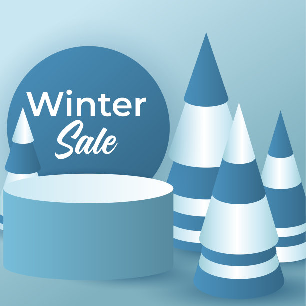 冬季海报与金色的圣诞雪花和星星。冬季大减价海报。冬天的背景。冬季圣诞促销社交媒体模板设计背景。矢量图图片下载