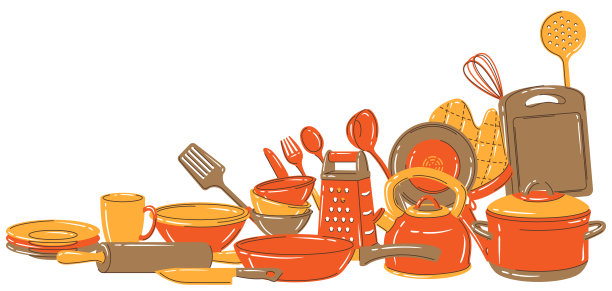 背景是厨房用具。家庭和餐厅的烹饪工具。图片下载