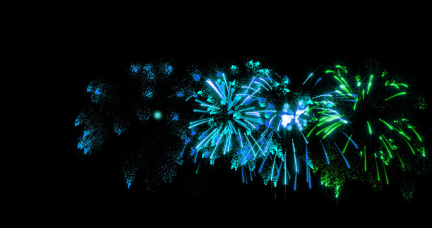 烟花带着闪闪发光的灯光和星星，在黑色的背景上点燃了爆炸图片下载