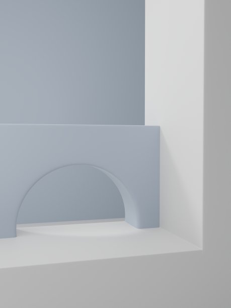 3D渲染最小的几何或抽象的拱形或拼图块产品展示背景，用于美容或时尚产品。多颜色。图片下载