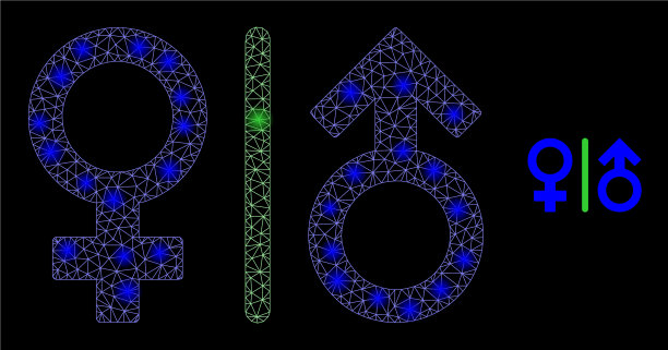 网格网性别符号用眩光钢丝图片下载