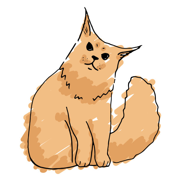 姜红色的猫手绘矢量涂鸦草图图片下载