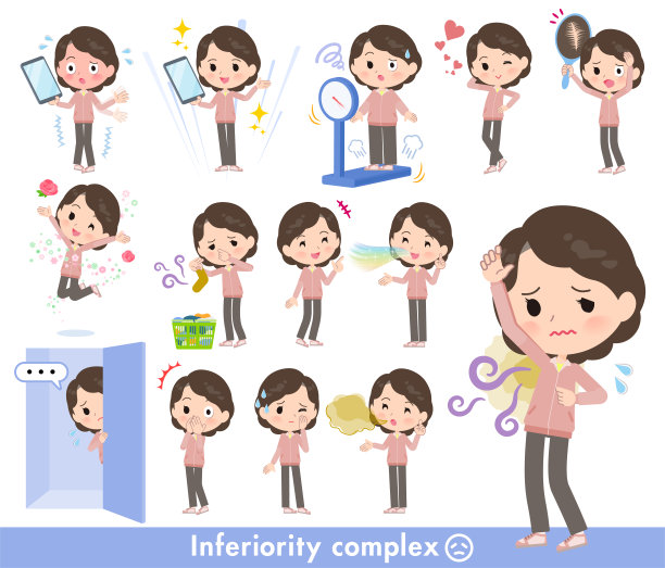 一组穿着粉红色运动衫的中年妇女表现出自卑情结图片下载