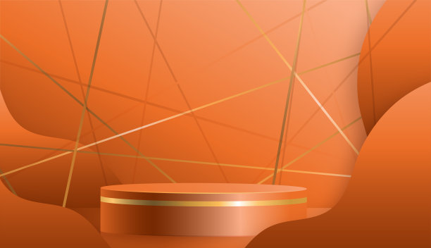 3d圆形讲台舞台，精美创意的剪纸风格符号，色彩背景，化妆品品牌设计和广告图片下载