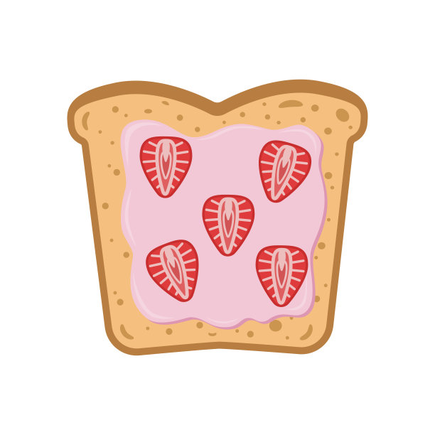 奶油和草莓的扁平三明治。图片下载