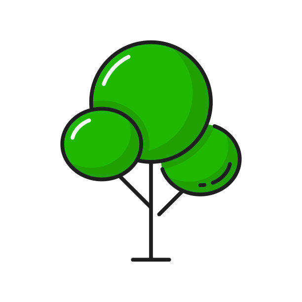 卡通树冠圈孤立的轮廓植物图片下载