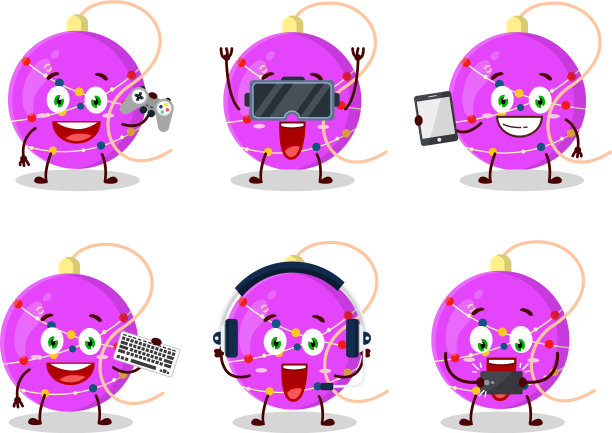 圣诞彩灯是紫色卡通人物图片下载