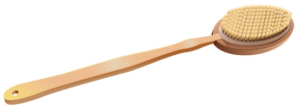 身体刷用于浴或淋浴隔离在白色。长柄身体木背刷图片下载