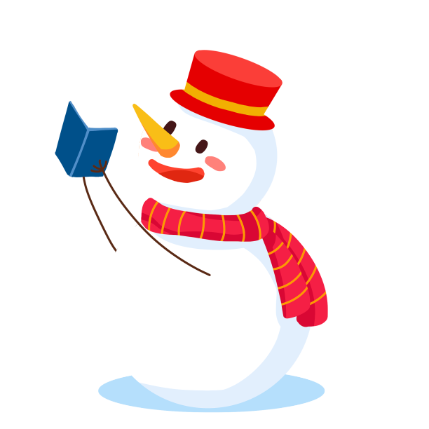 节日素材看书的可爱雪人图片下载