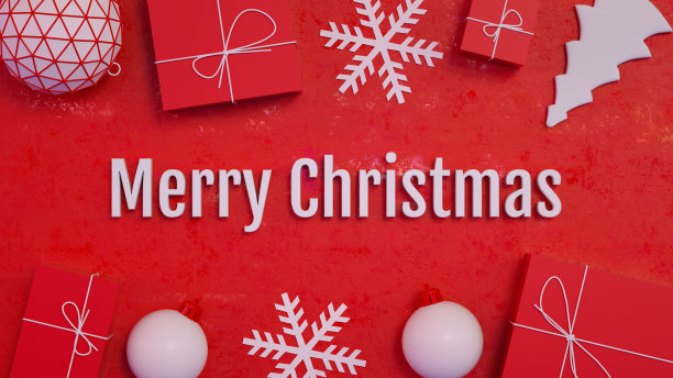 新年，圣诞饰品和红色背景的礼品盒图片下载