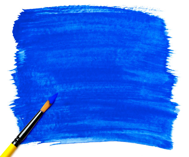 蓝色画笔笔画(孤立在白色上)图片下载