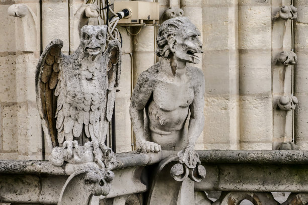 巴黎圣母院教堂大教堂细节，照片图像美丽的巴黎城市全景图片下载