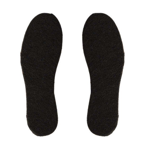 黑色的毛毡鞋垫孤立在白色的背景。图片下载