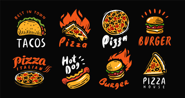 食物标签为餐厅或咖啡馆菜单设置徽章图片下载