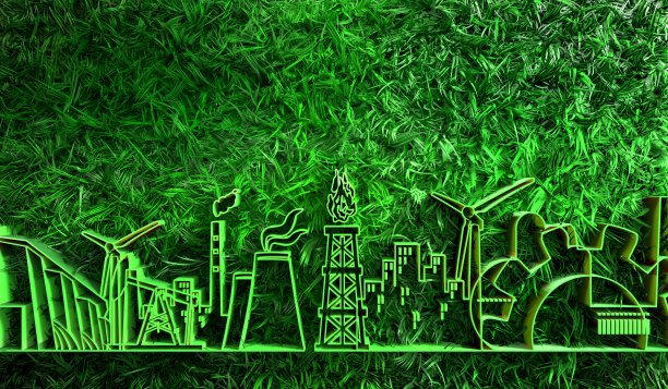 能量和能量图标设置为绿色的草地图片下载