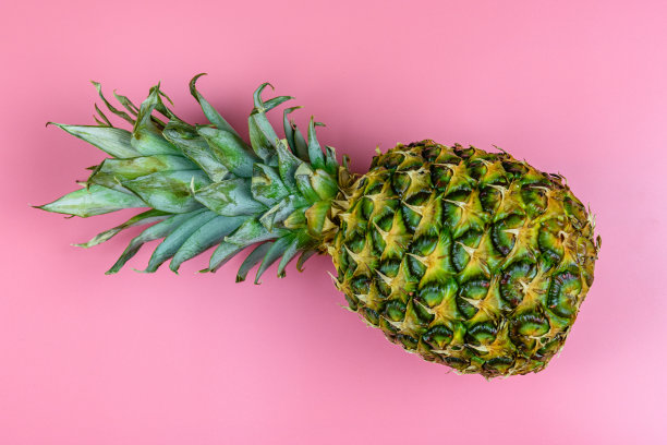 粉色背景上的成熟菠萝图片下载