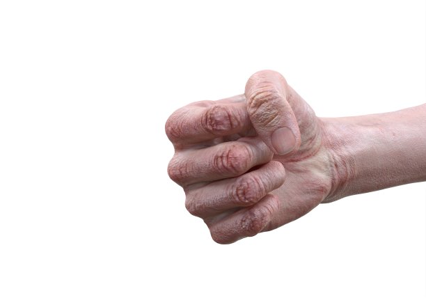 一个老人的手，一个孤立的老人的白色背景3d插图图片下载