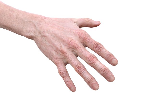 一个老人的手，一个孤立的老人的白色背景3d插图图片下载